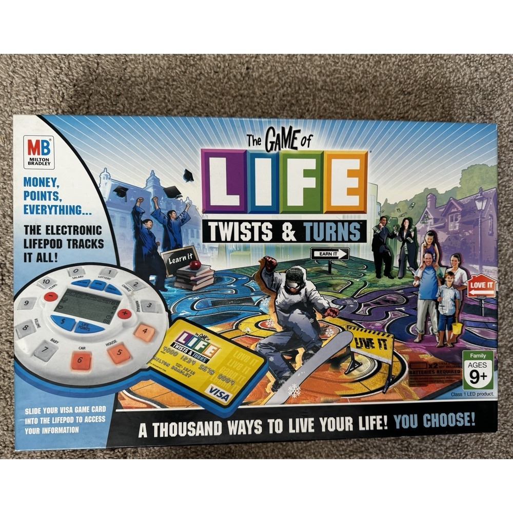 Milton Bradley The Game Of Life Twists & Turns 2007 W Electric Lifepod Complete